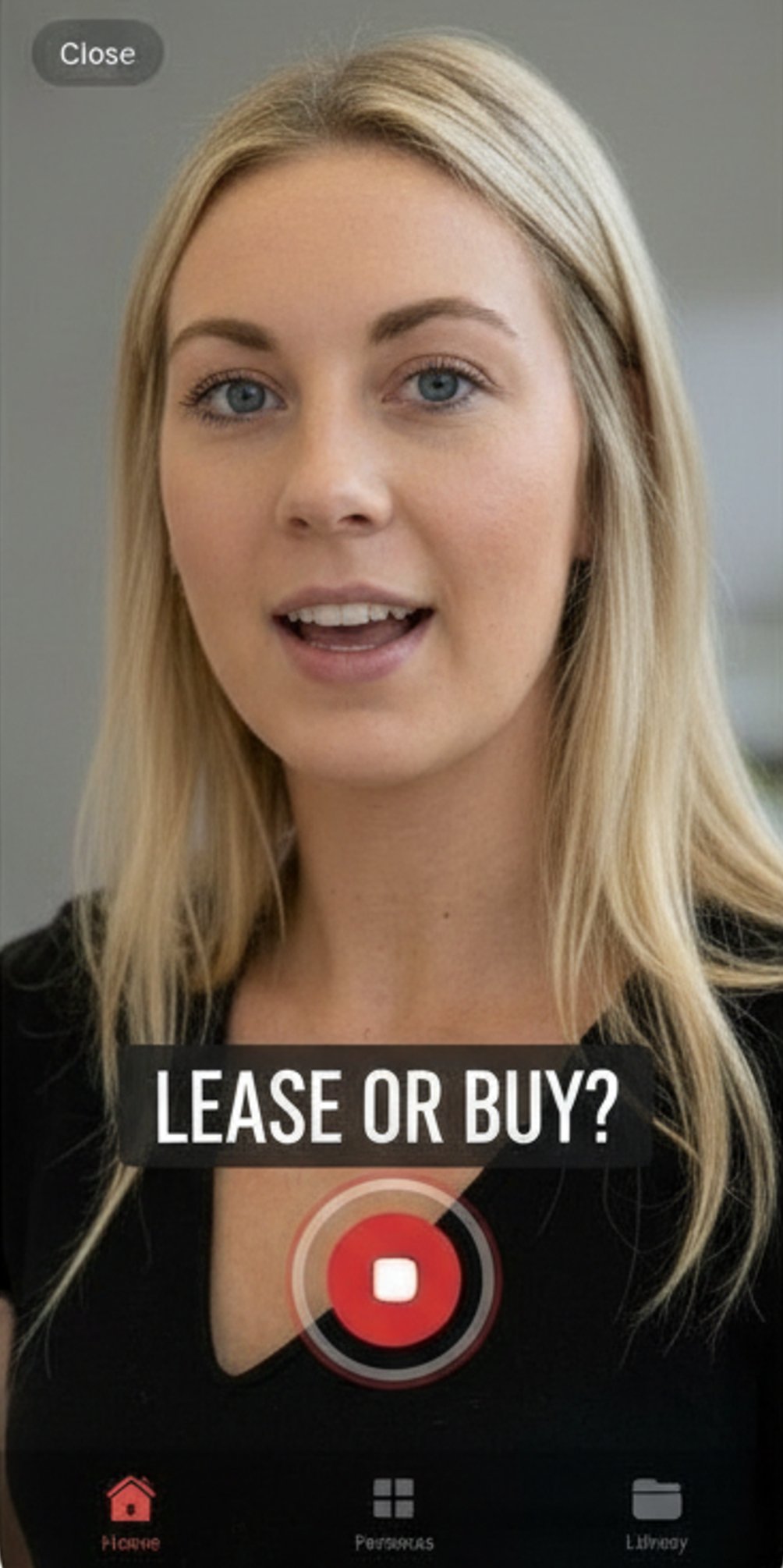 Salesperson answering an on-screen question while recording in the Promptur recording app